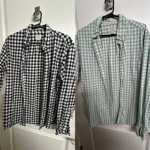 J. Crew Black and Green Checkered Casual Shirts